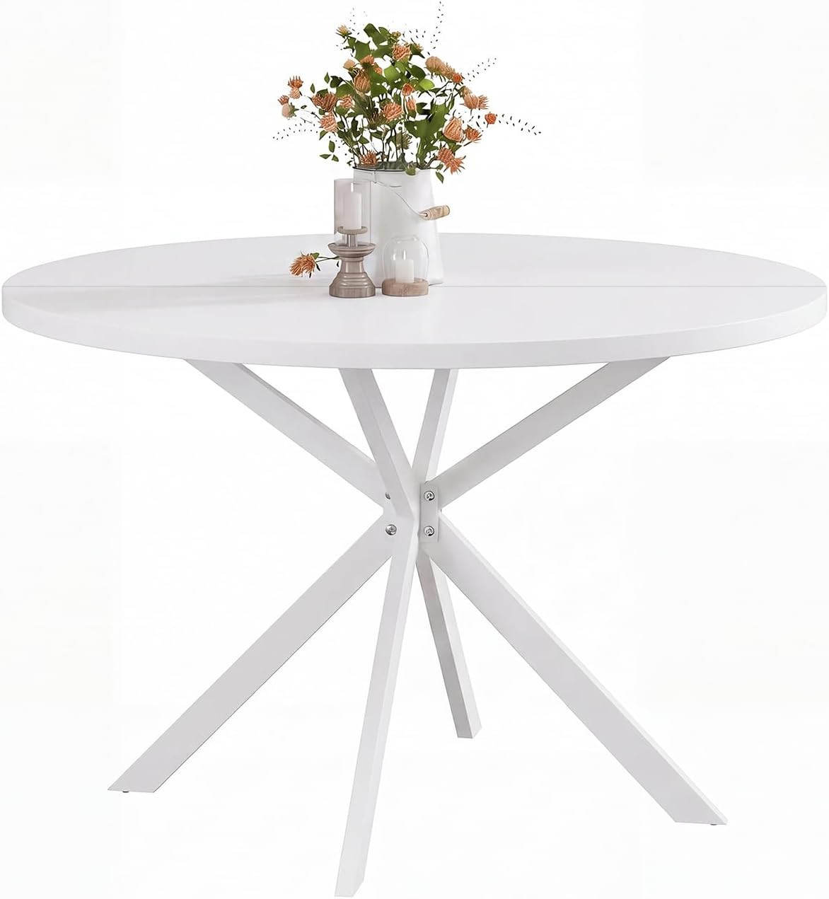 47.2 Inch round Dining Table for 4 | Farmhouse Wood Kitchen Table, Circle Dinner