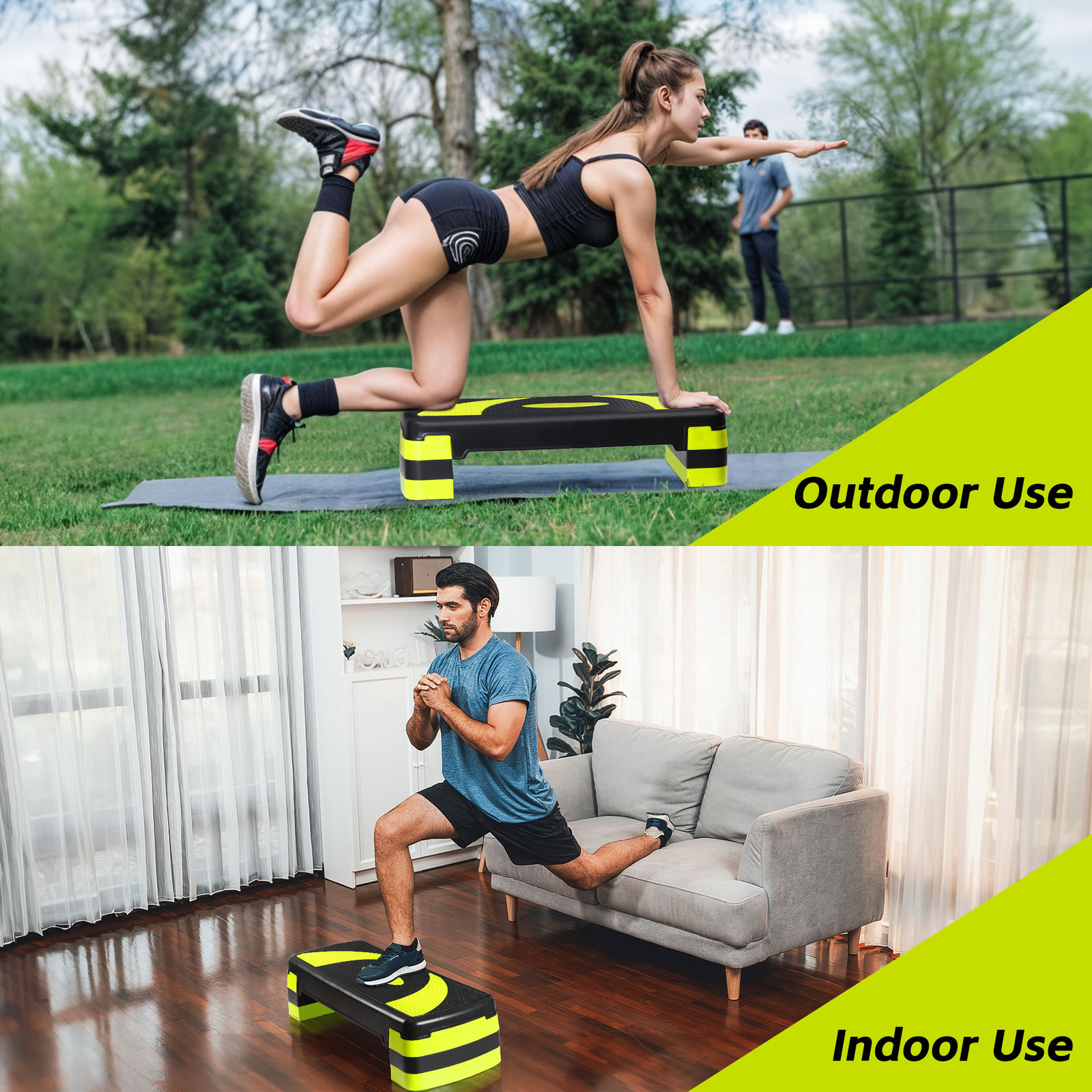Adjustable Workout Aerobic Step Platform Exercise Stepper w/ Risers 30'' Yellow