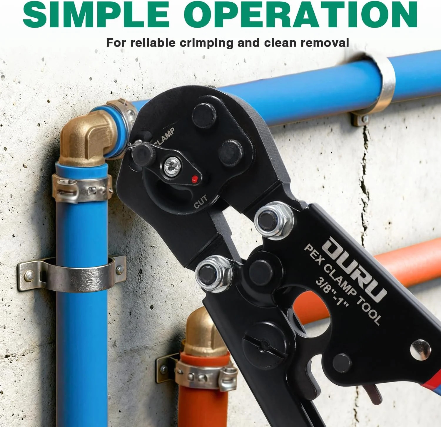2 IN 1 Ratchet Pex Crimping Tool Cinch and Remove Combo Function Pex Pipe Crimp