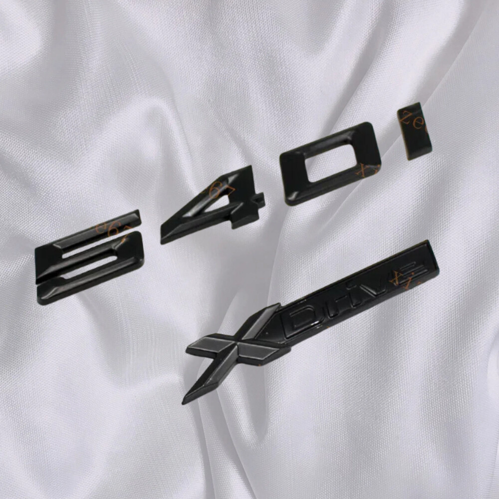 For 2017-2023 Gloss Black Emblem 540i + XDrive Number Letters Rear Trunk Badge