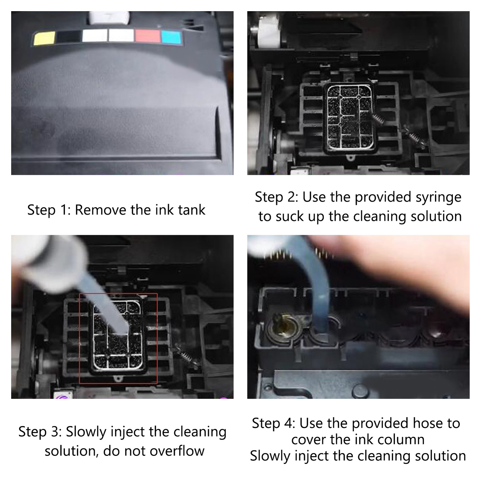 Ink Cleaning Solution Strong Dissolve Nozzle Dye Cleaning Fluid With Syringe