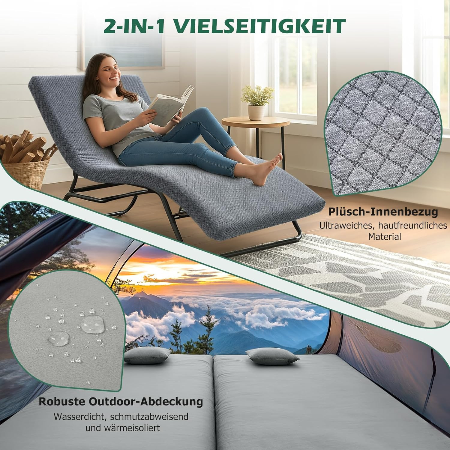 Certipur-Us Memory Foam Camping Mattress with Travel Bag & Interchangeable Cover