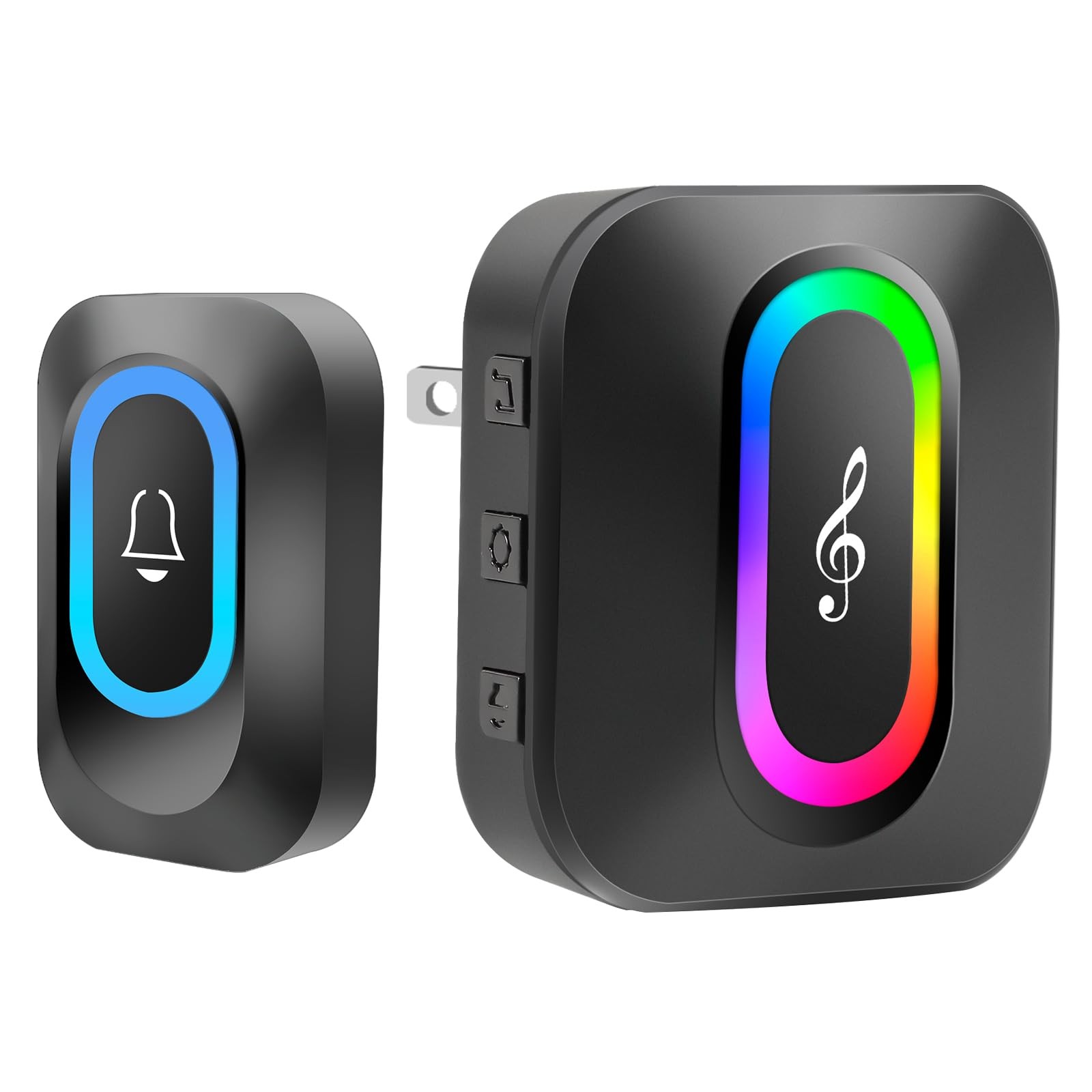 Wireless Doorbell,6 types of lighting effects,Easy Install (Black)