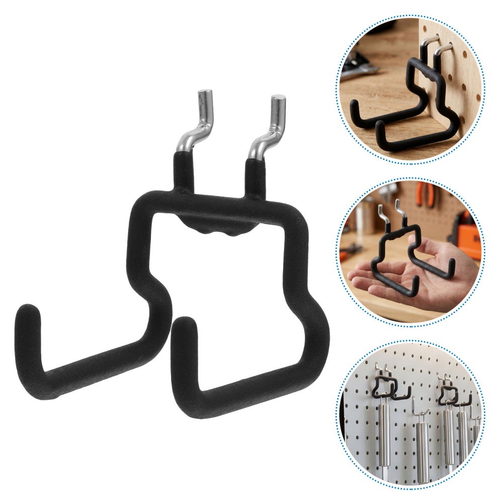 2pcs Stainless Steel Pegboard Hooks, Heavy‑Duty Double J Utility Hooks with