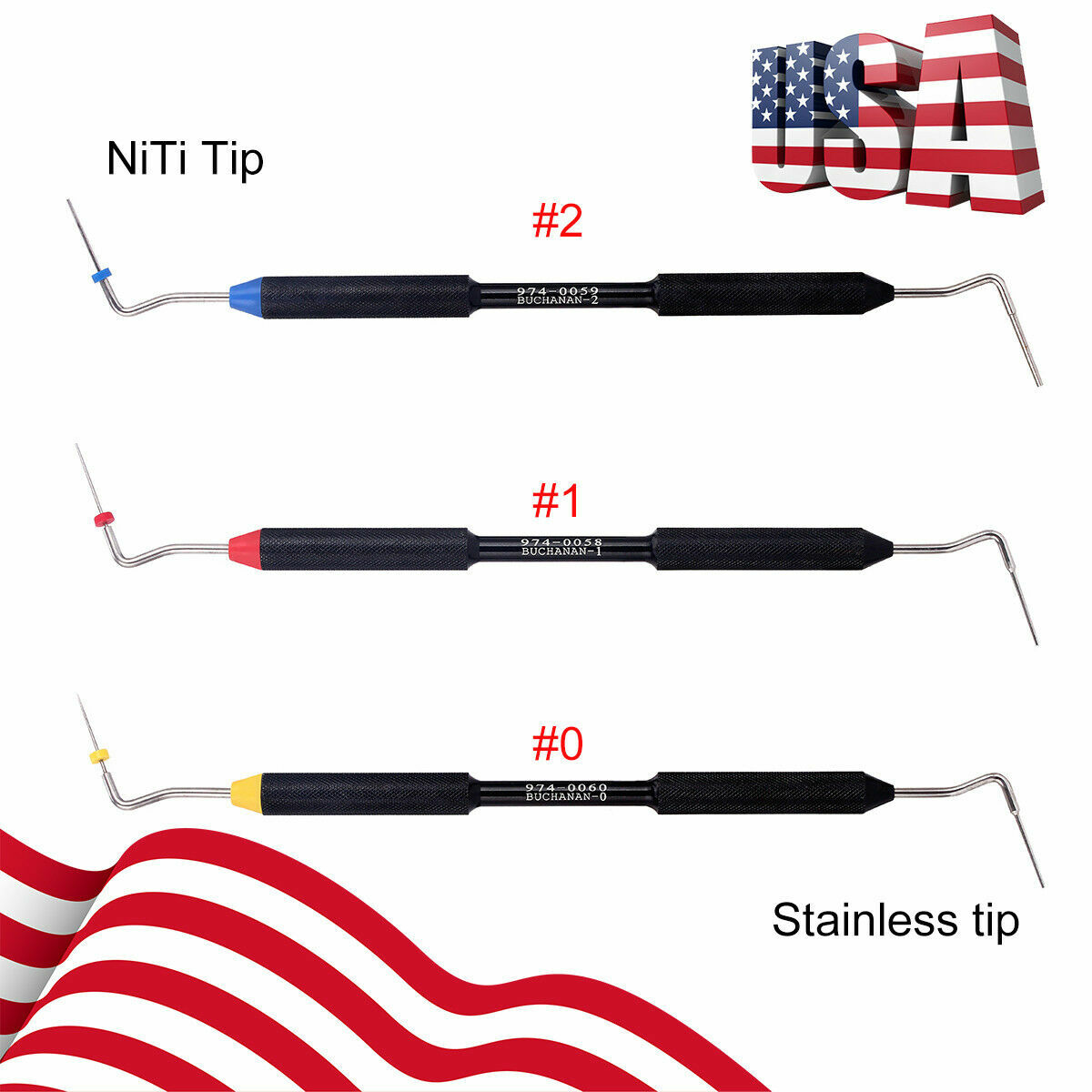 Dental Sybronendo Endo Buchanan Hand Plugger Tip Fill Obturation 1# Niti