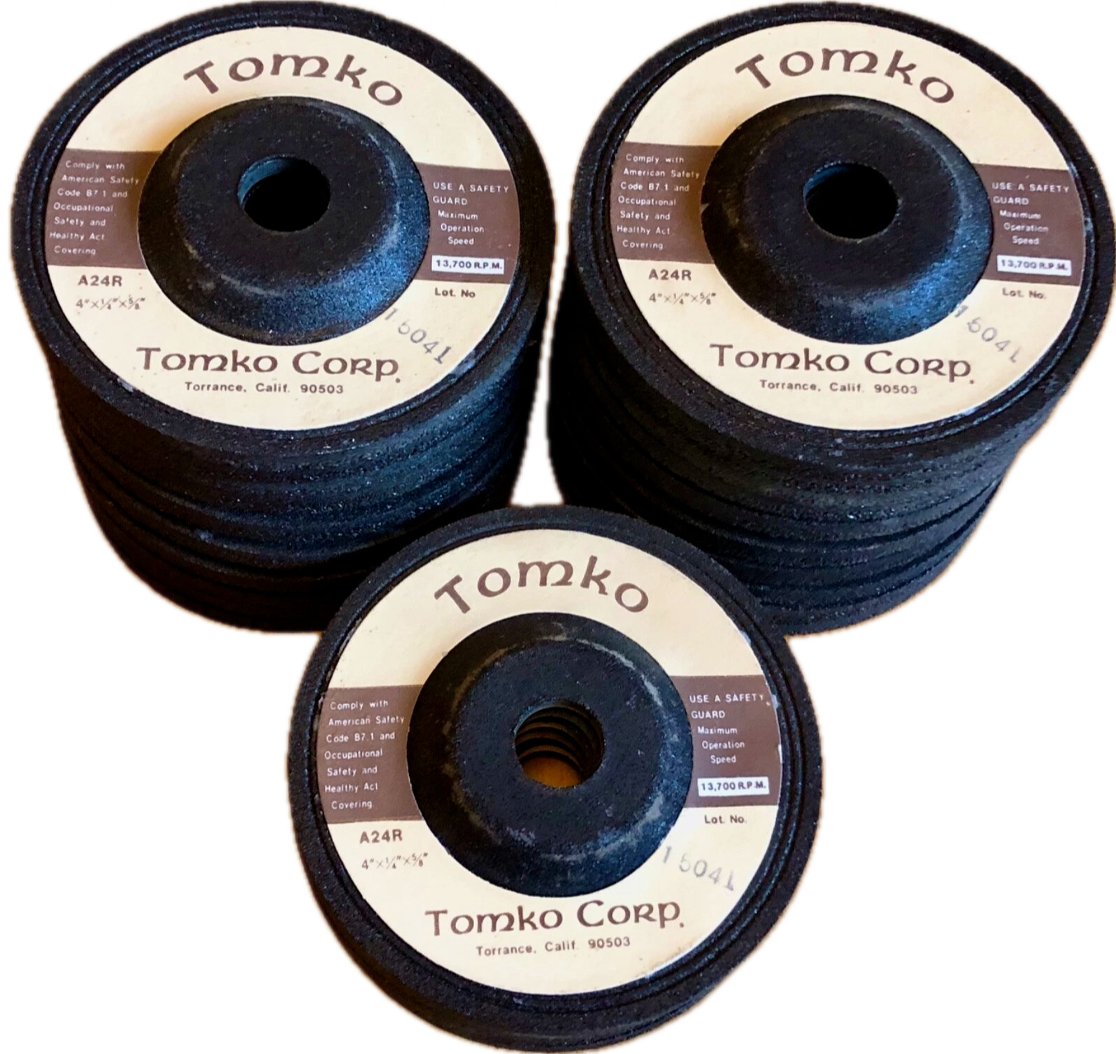 Tomko Corp A24R Grinding Wheels 4 x 1/4 x 5/8 Inch Aluminum Oxide 25 Pack