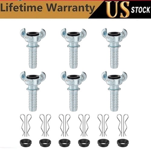 6 PCS 3/4" NPT Iron Air Hose Fitting Universal Coupling For Hose End