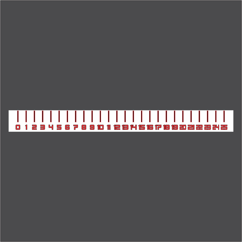 25" RED/WHITE Fish Ruler Carpet Graphic Decal Non-Skid for Bass Boat 700-124