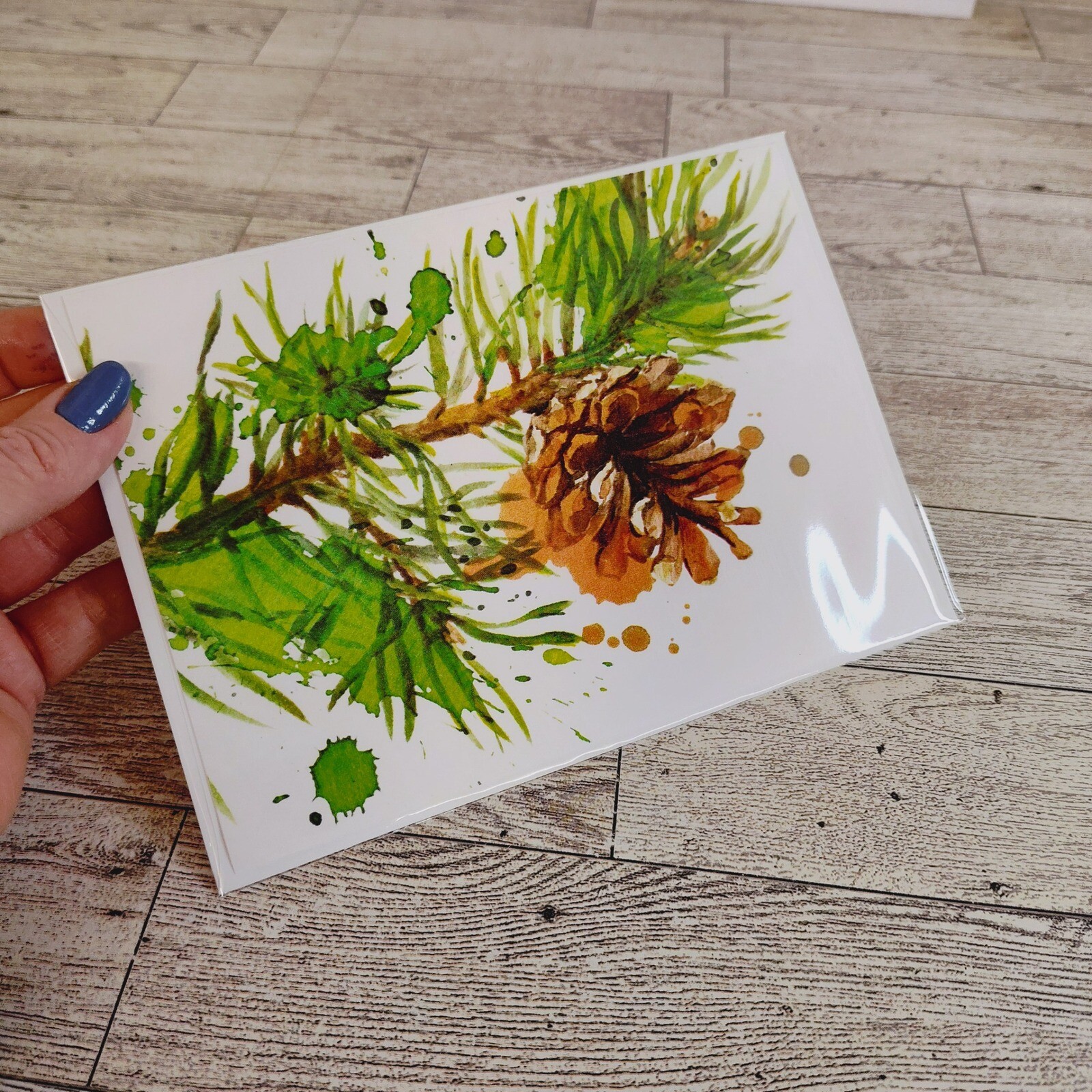 Pine Cone Watercolor Image Card Blank Note Card with Envelope Any Occasion