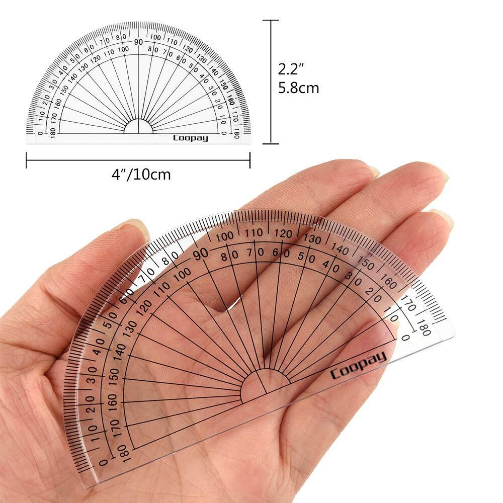 48 Pack 4 Inch Plastic Protractors Student Math Clear Protractor 180 Degrees