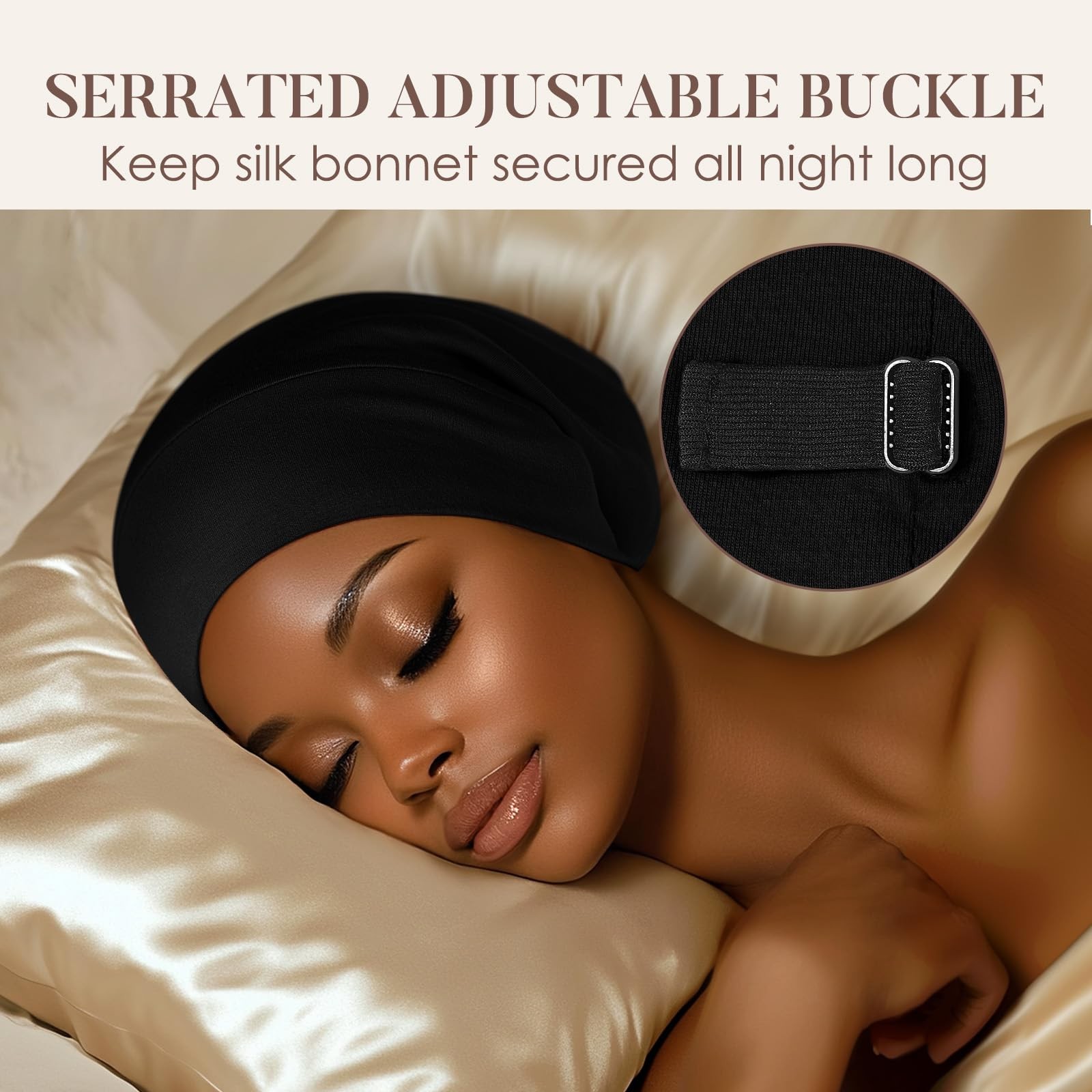 100% Mulberry Silk Bonnet for Sleeping Women and Men, No More Frizzy Tangled ...