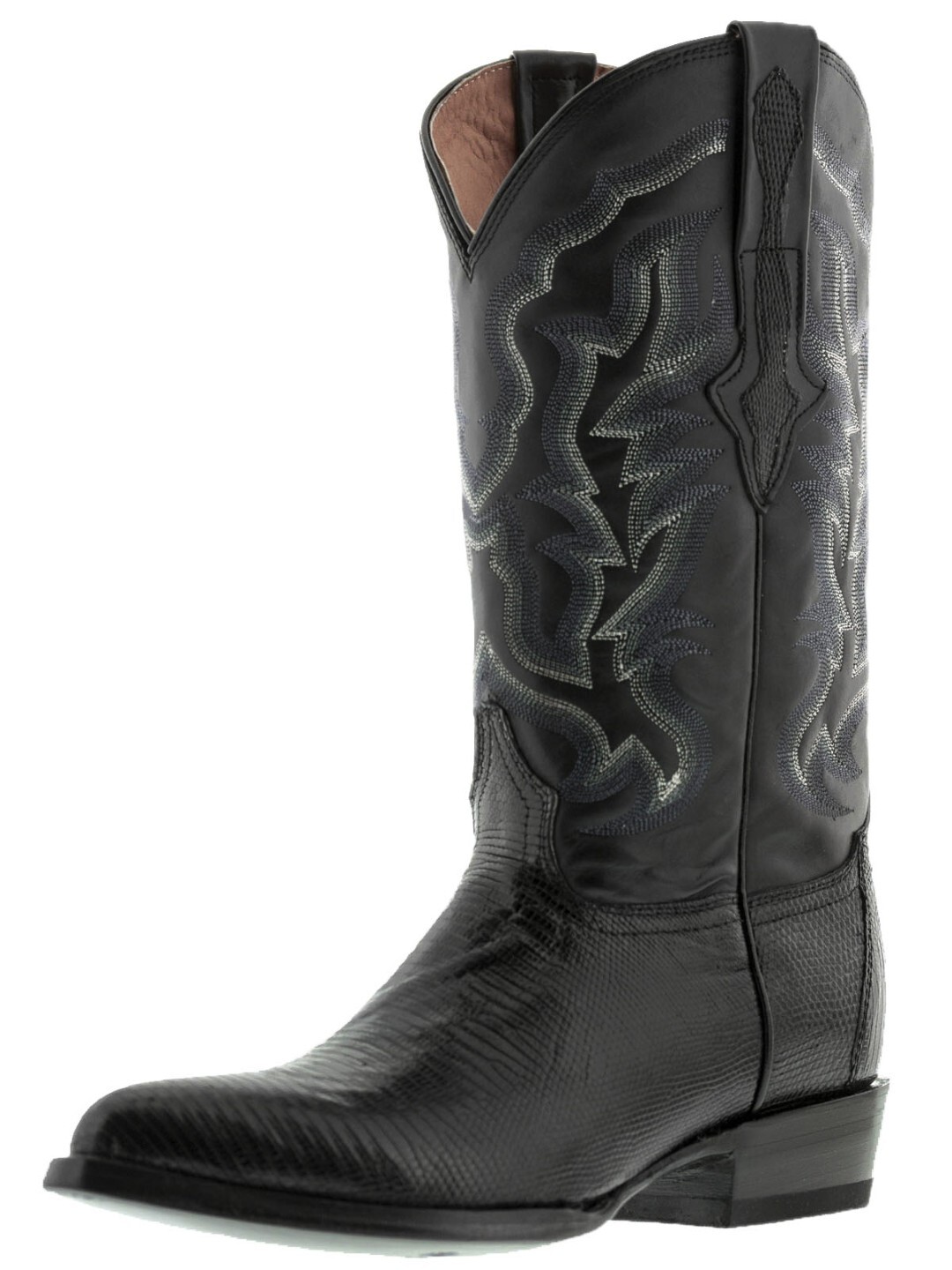 Mens Cowboy Boots Rodeo Dress Black Lizard Teju Skin Botas Hombre Size 10.5-13.5