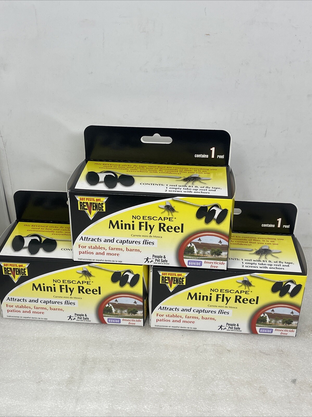 Lot Of (3) Revenge No Escape Mini Fly Reels, 46130, 81’ of Sticky Tape Per Reel