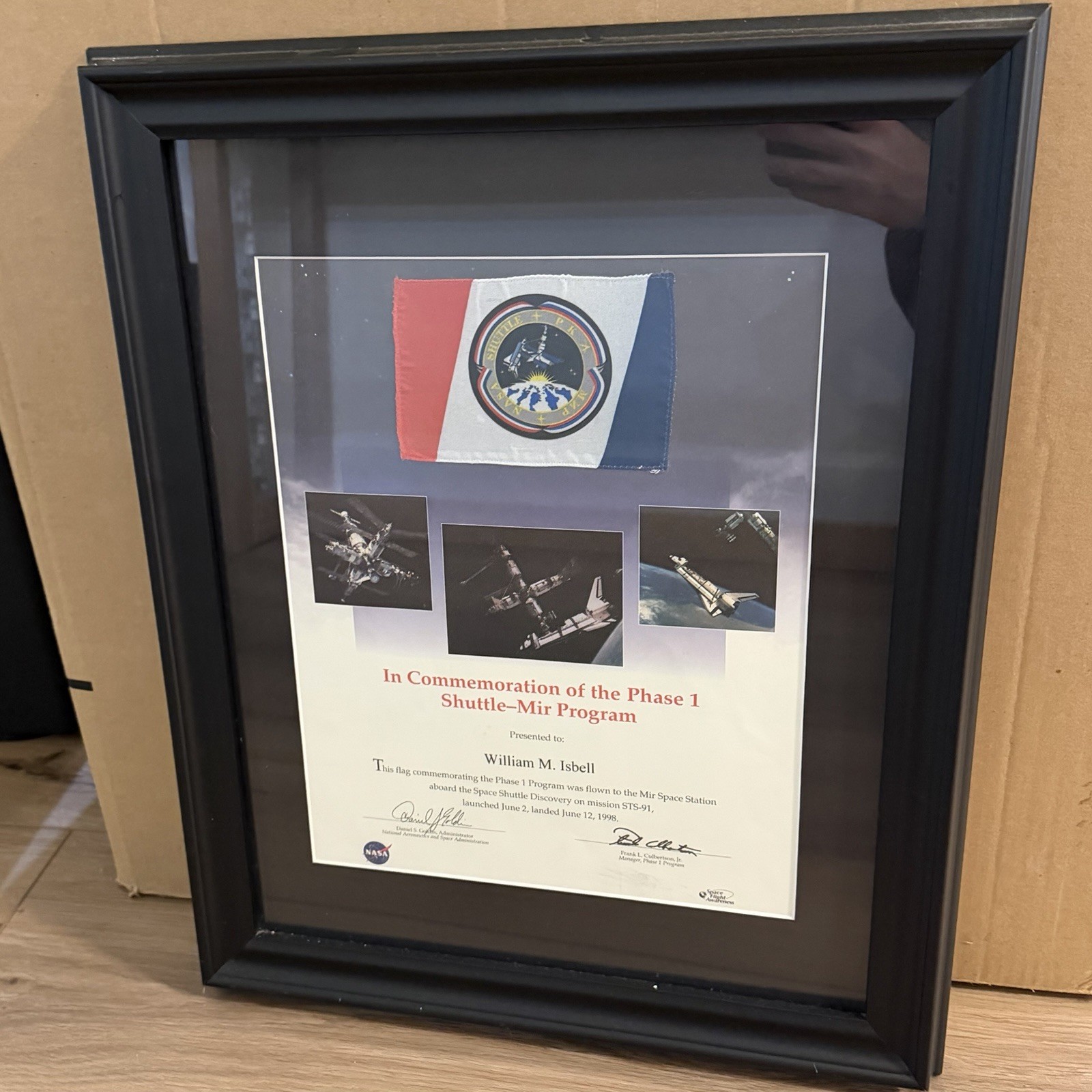 STS-91 Discovery / Mir Space Flown Flag Phase 1 Shuttle-Mir Program JD NASA USA