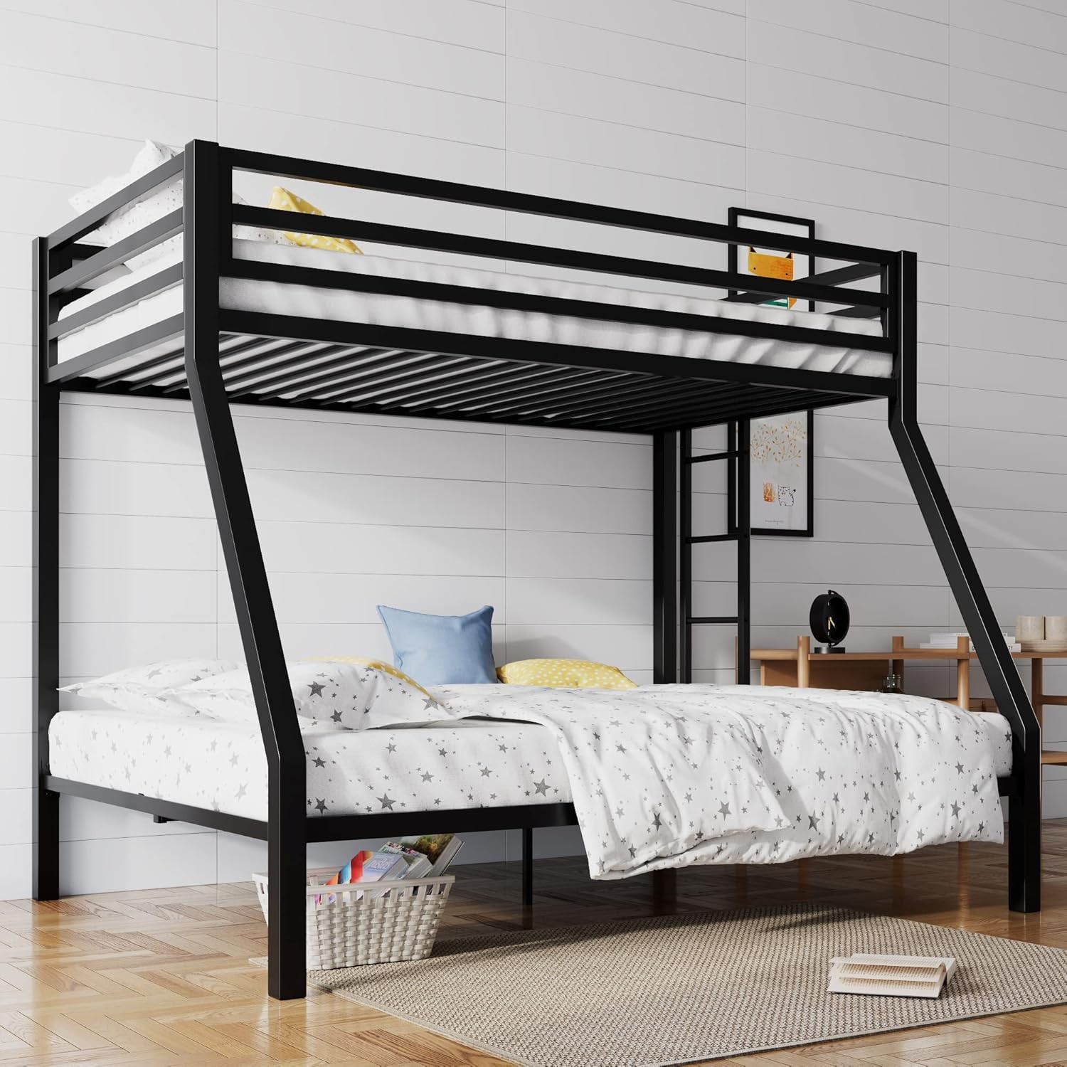 Twin Over Full Metal Bunk Bed Black Ladder