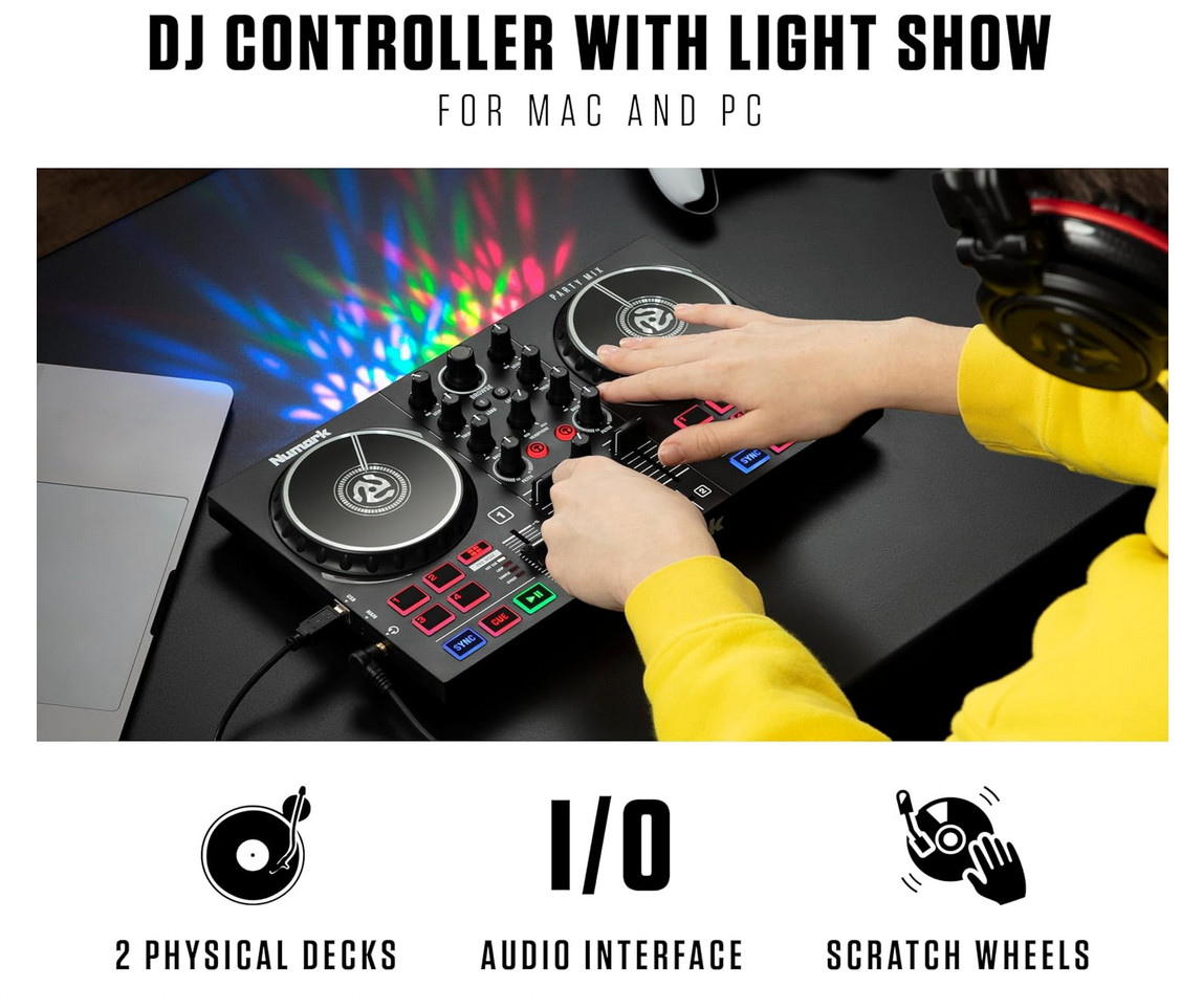 Numark Party Mix II DJ Controller with Built-In Light Show Serato Lite