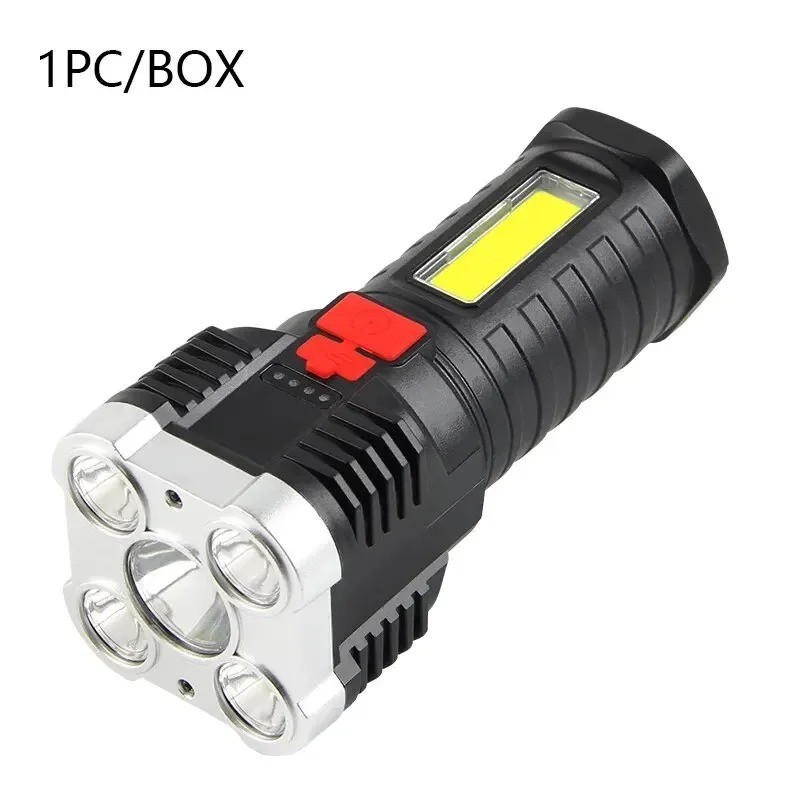 Rechargeable LED Camping Spotlight High Power Flashlight with Side Light & Modes