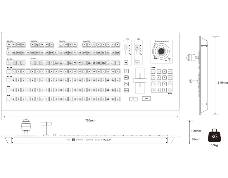 TYST Vmix 4M/E Advanced Panel Hardware Director Switcher for Vmix Live Broadcast