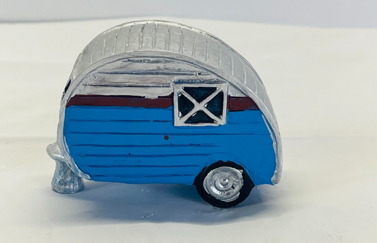 Vintage Ceramic Camper Trailer Campervan RV Pull Behind Decoration 3.75"