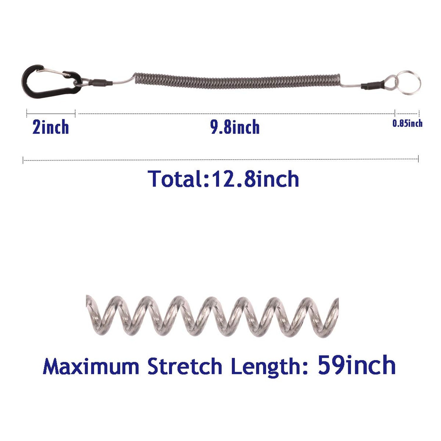 Fishing Lanyard (10Pcs) Retractable Safety Coiled Tether with Carabiner and S...