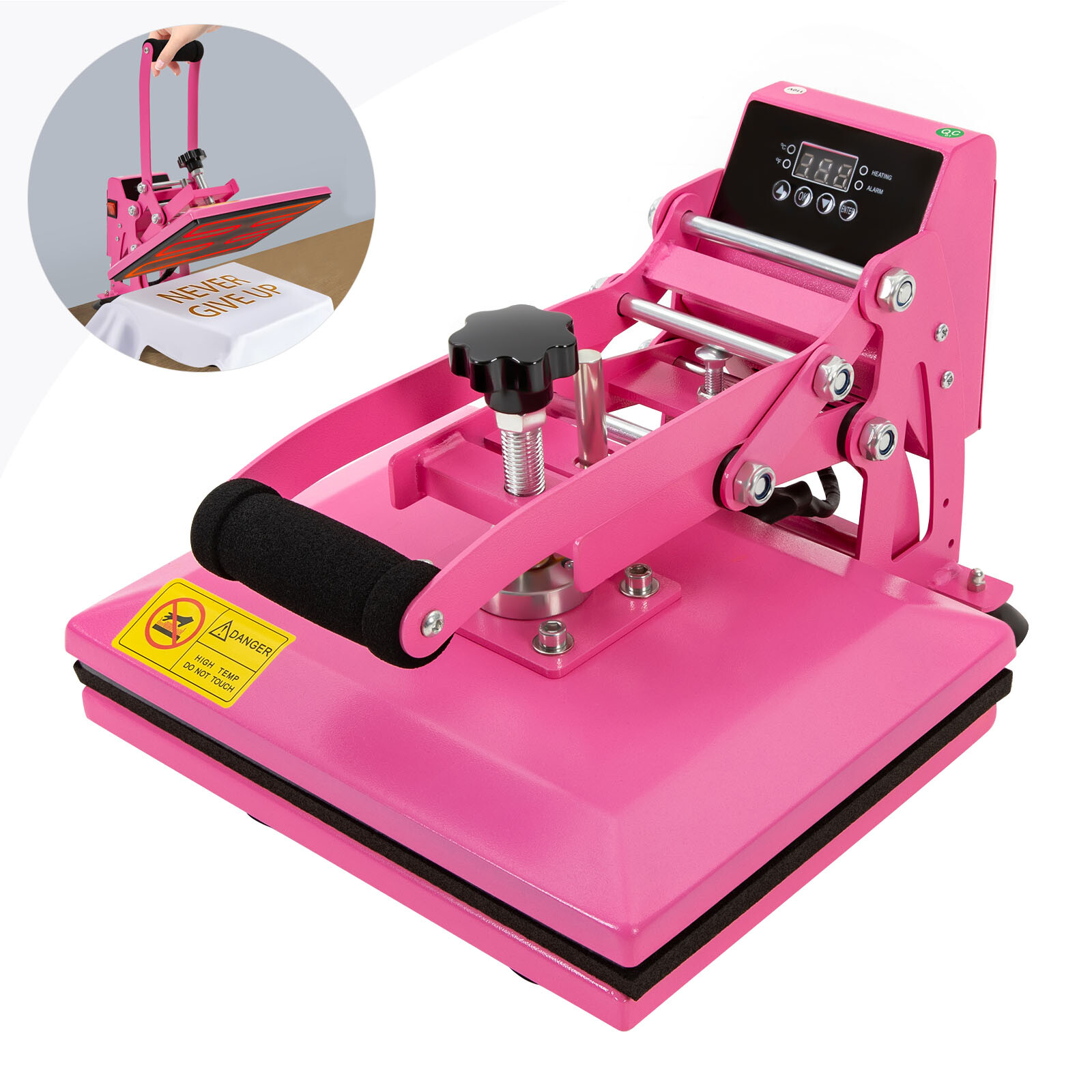 11.8×9" Pink Heat Press Machine for DIY T-Shirts with Adjustable Pressure