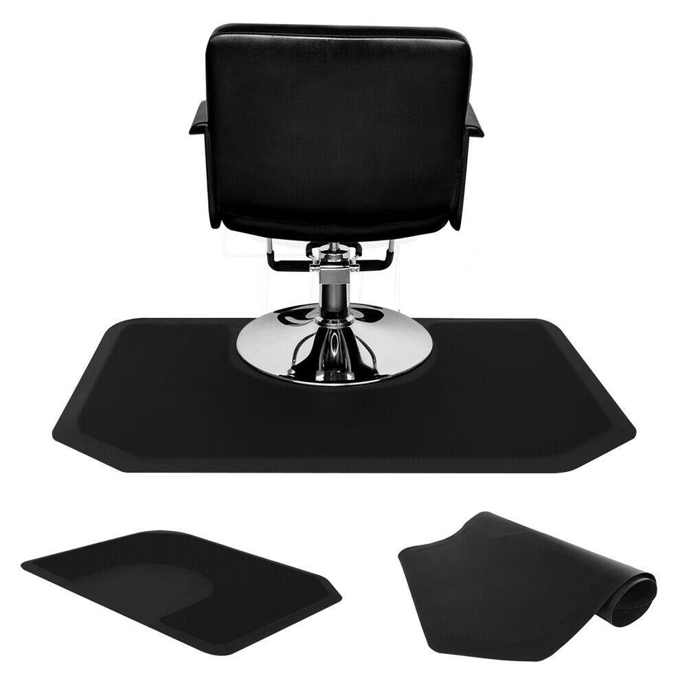 Black 5'x4' 1/2" Thick Barber Salon Anti Fatigue Floor Mat Semi Hexagon