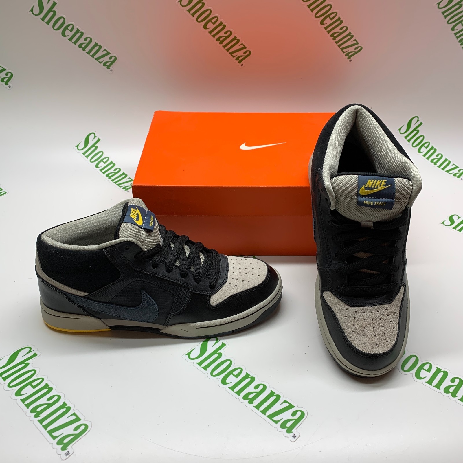 Nike Skeet Mid 386610 006 Black Blue Gray Skateboard Sneakers Shoes Mens 8.5