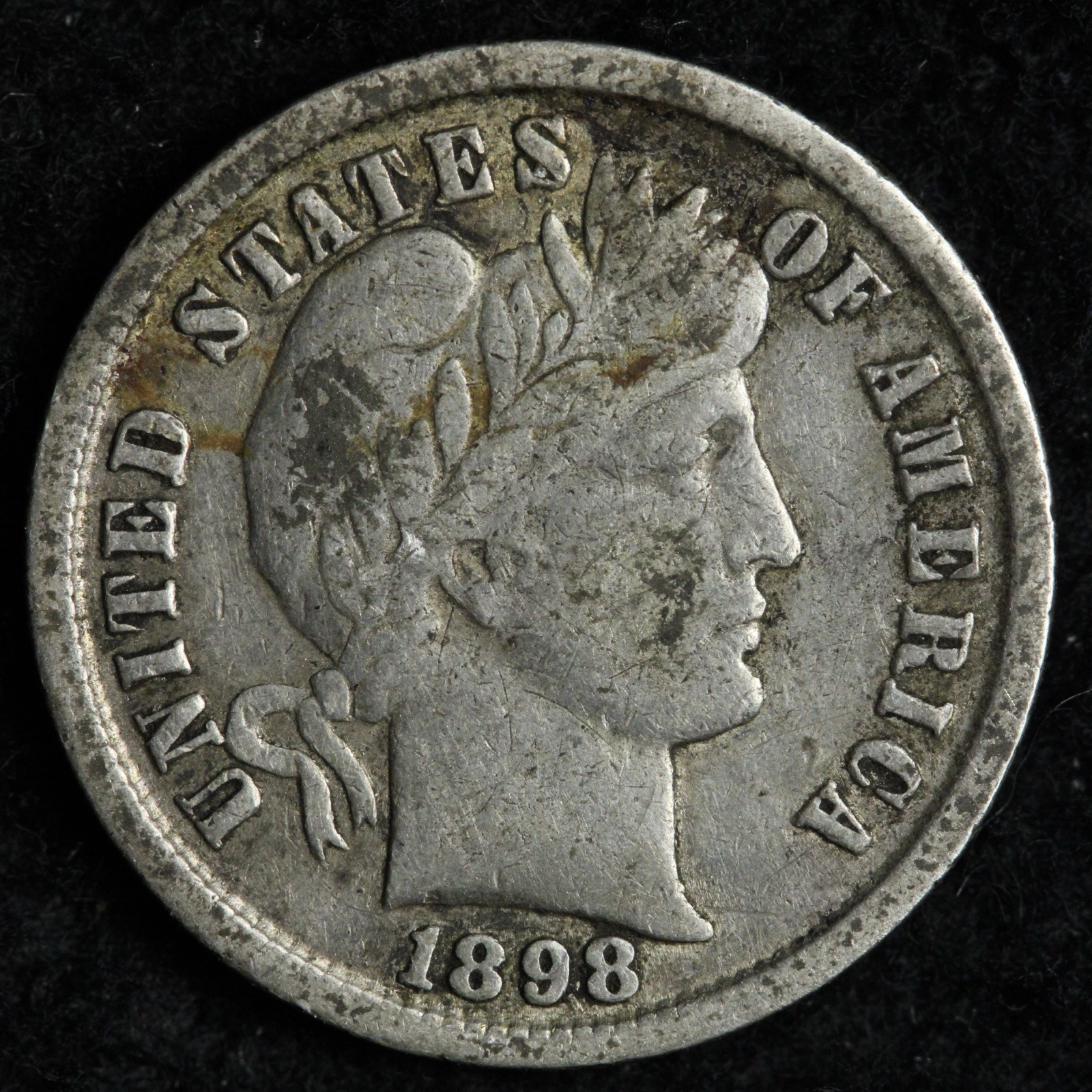 1898 Barber Silver Dime XF E212 RDCM