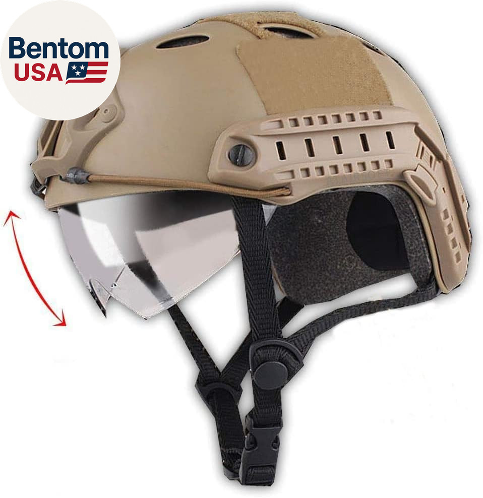 Airsoft Helmet,Fast PJ Type Helmet with Airsoft Goggles Front NVG Mount and Side