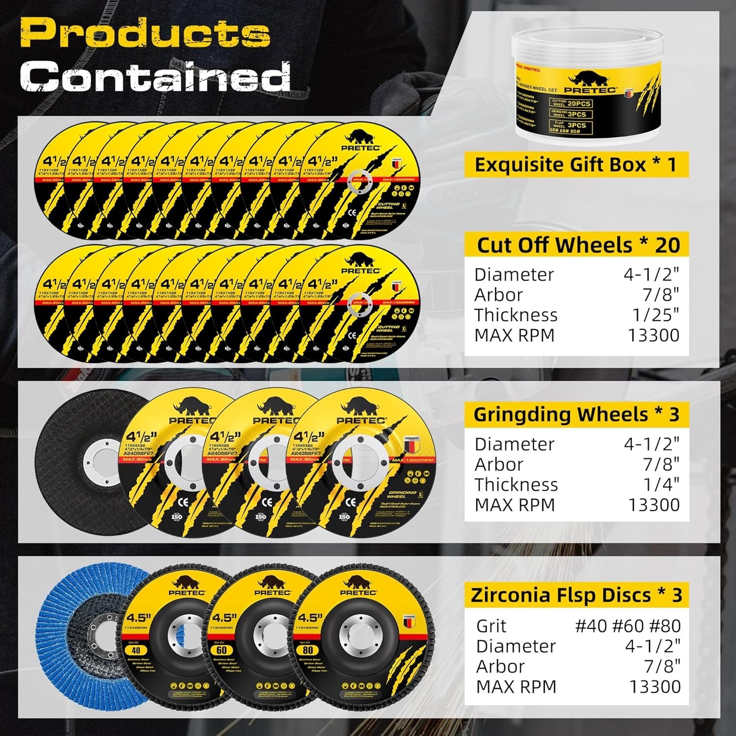 26-Pack Angle Grinder Discs 4.5'' - Durable Cutting & Grinding Solution