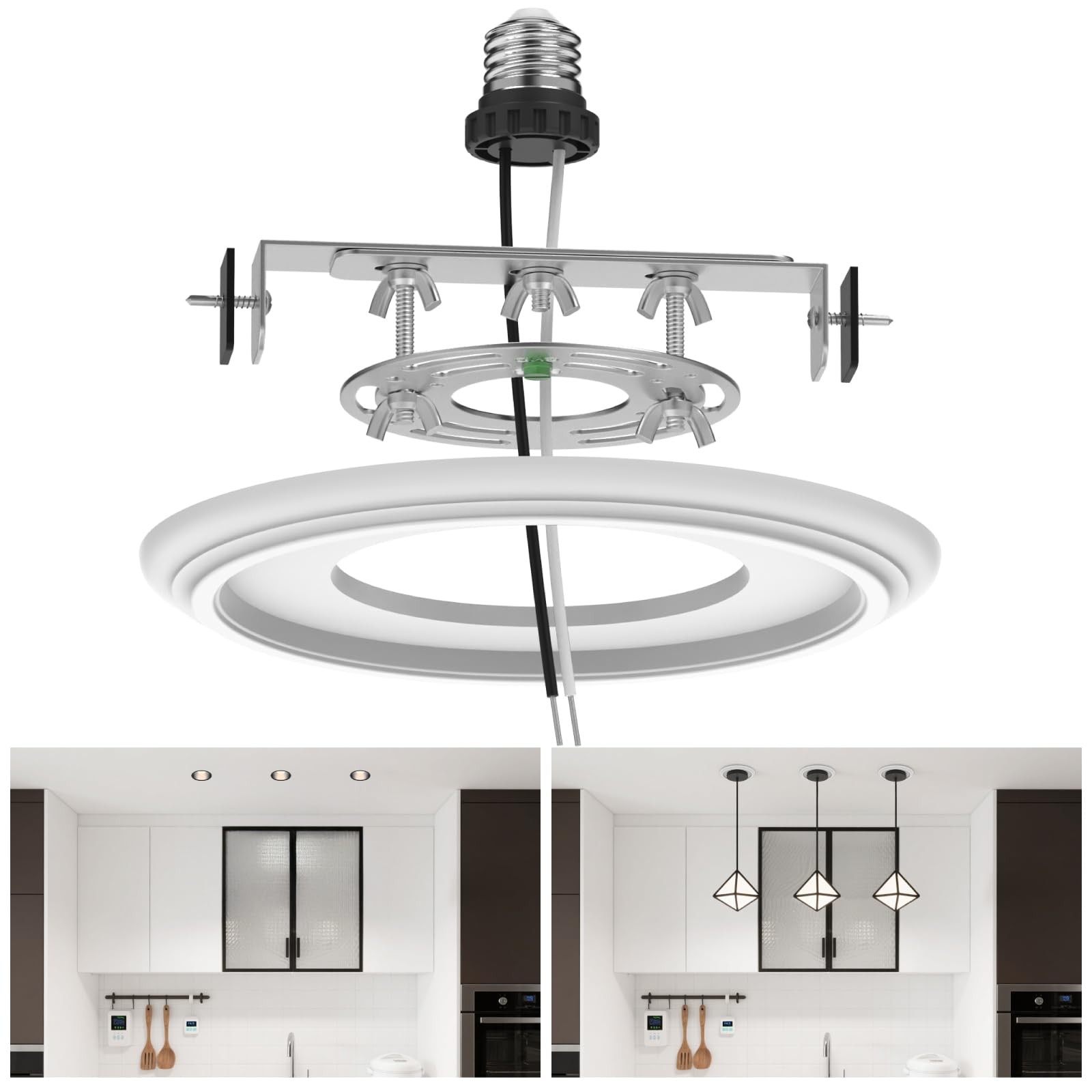 YIIZON Recessed to Pendant Light Converter Kit - 6 Inch Can 6 inch, white-1pc