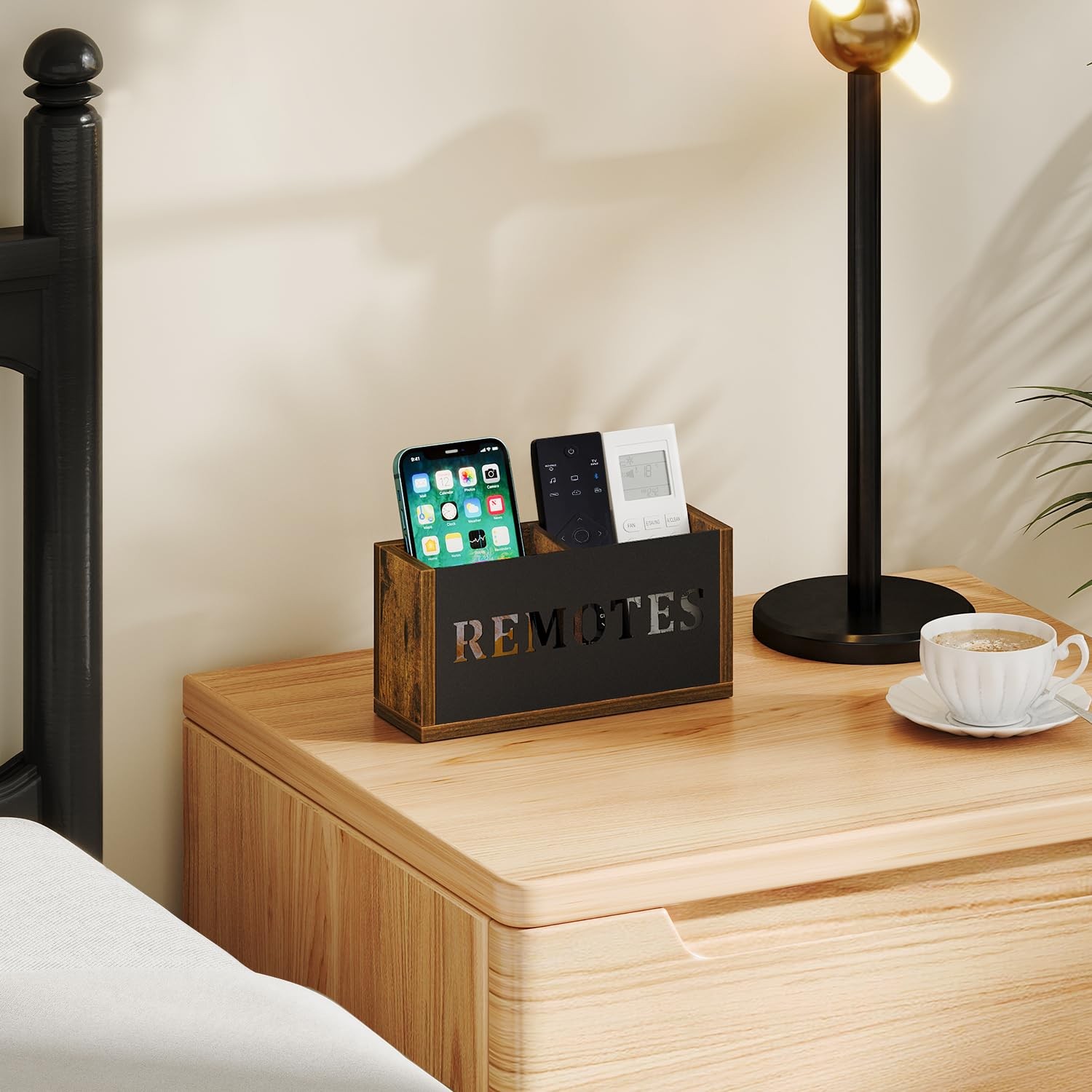 Universal TV Remote Control Holder Wall Mount Organizer Divided Storage Box