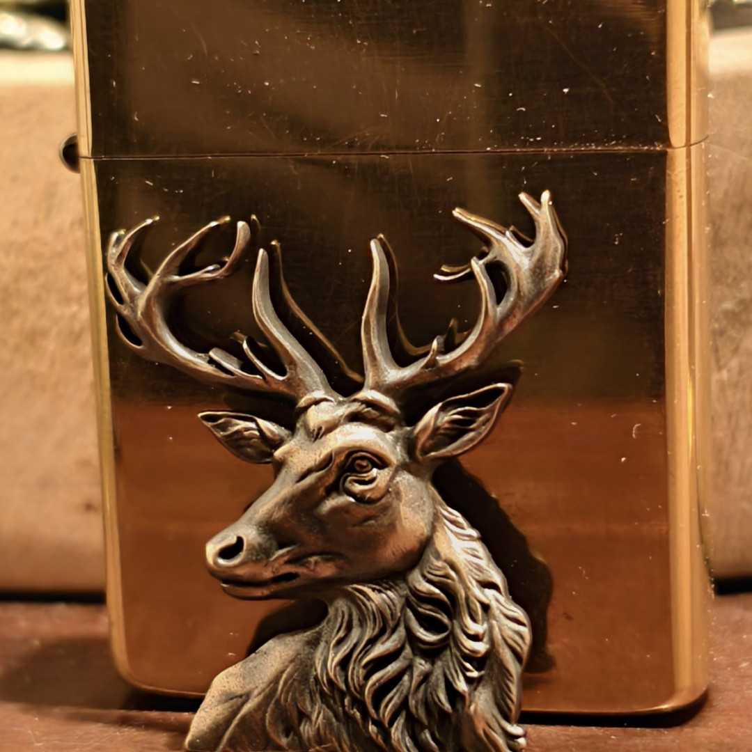 High-Quality Deer-Head Brass Decal Kerosene Lighter Decal Lighter Not Included