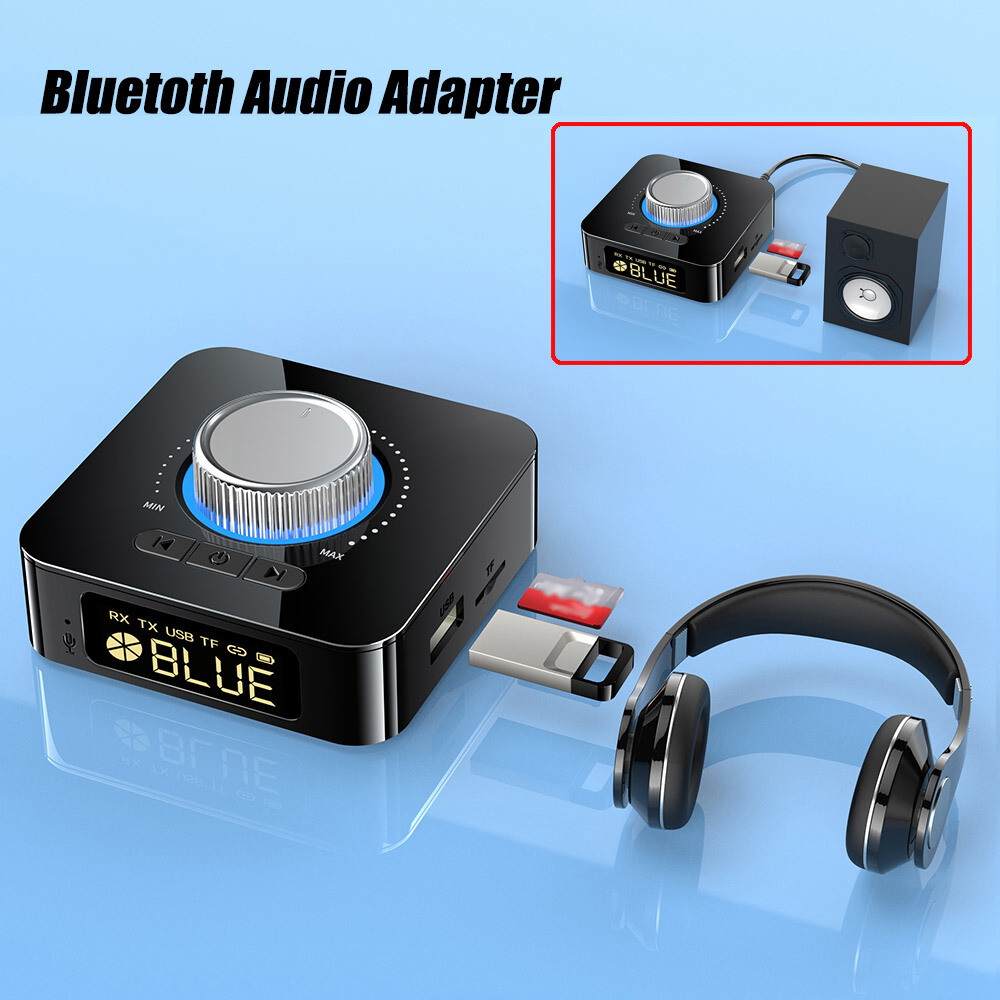 Bluetooth 5.0 Transmitter Receiver 2 IN 1 Wireless Audio 3.5mm Jack Aux Adapter