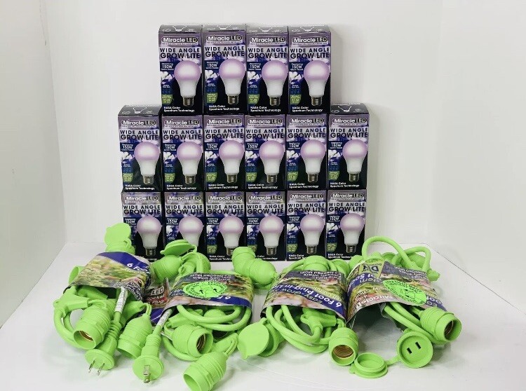 Miracle LED Greenhouse in a Box Grow Kit - 4 Socket 16 Red & Blue Spectrum Bulbs