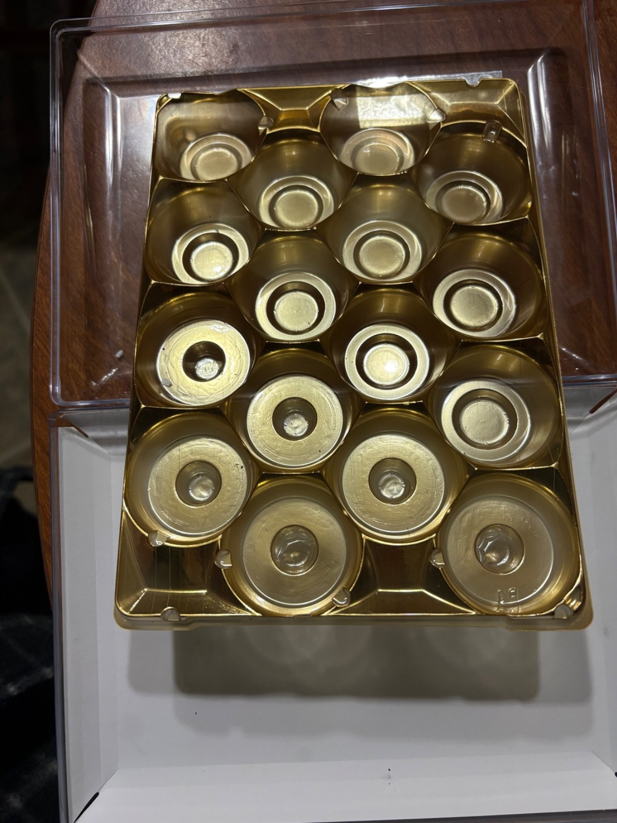empty Ferrero collection plastic container