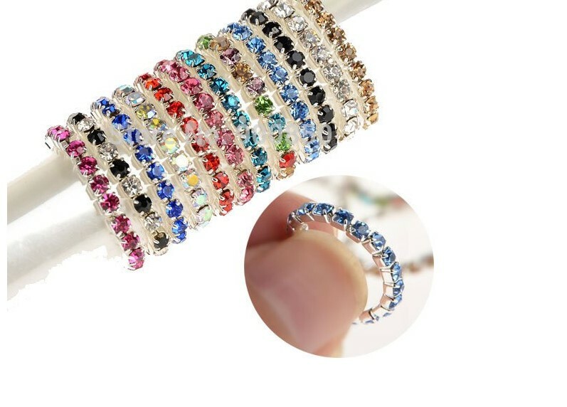 Crystal band stretch toe rings