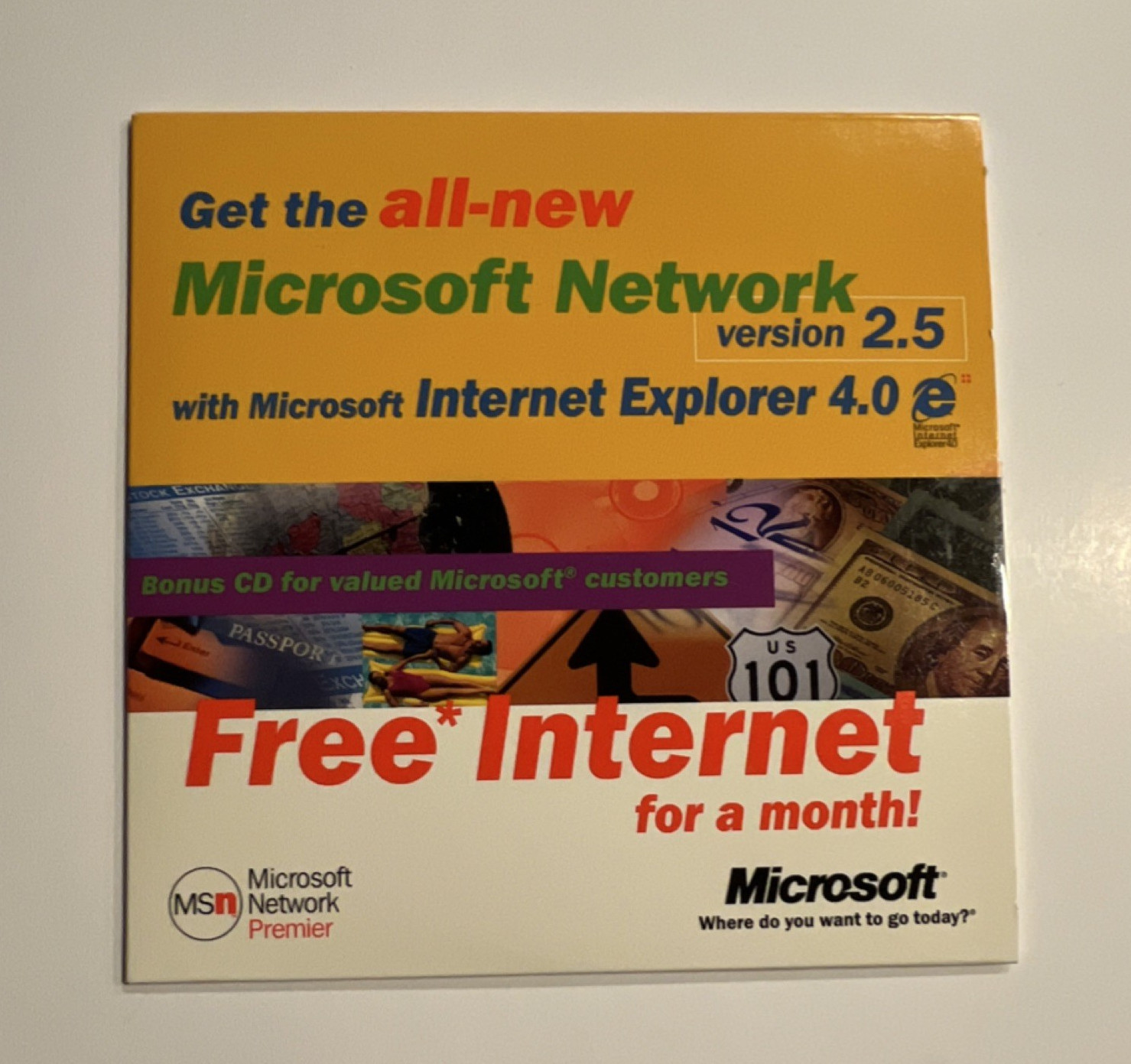 Vintage Microsoft Network v2.5 w/ Internet Explorer 4.0 CD for Windows95  sealed