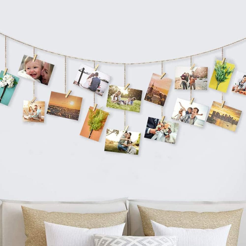 260 PCS Mini Wooden Clothes Pins with Jute Twine for Photos Crafts DIY Projects