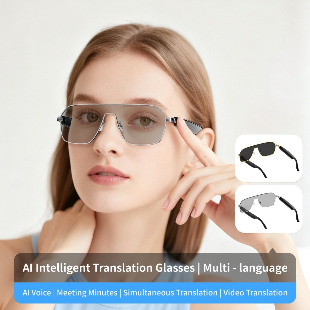 AI Translator Smart Glasses Touch Control Open-ear Bluetooth Headset Headphone