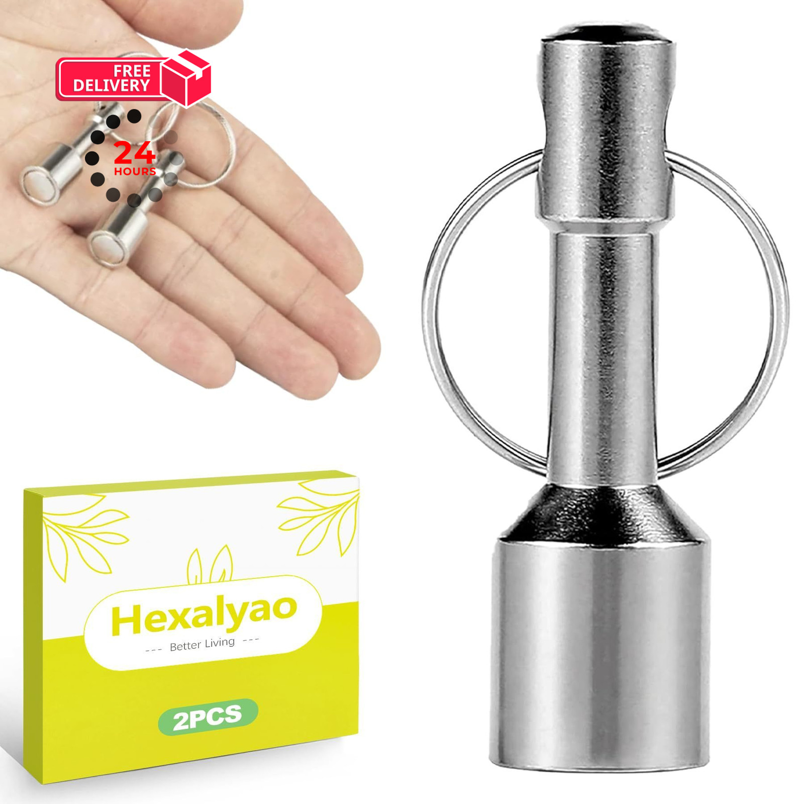 Hexalyao 2 Pack Neodymium Keychain Magnet Tester Pocket Tool for Basic silver
