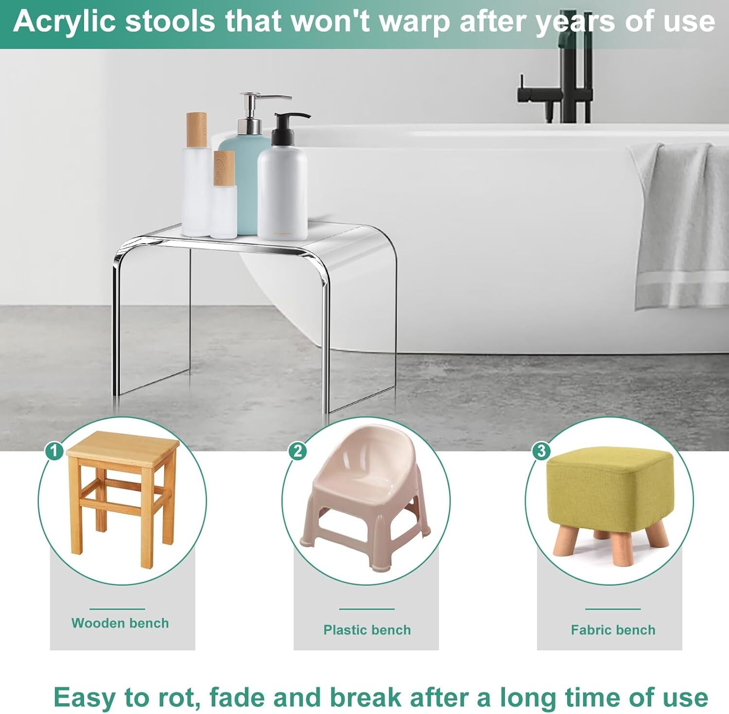Acrylic Step Stool, Closet Non-Slip Footstool, 9'' Kids Toilet Stool