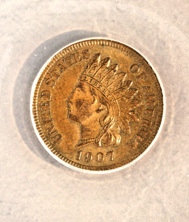 1907 Indian Cent Doubled Date 7/7. ANACS MS60 BRN