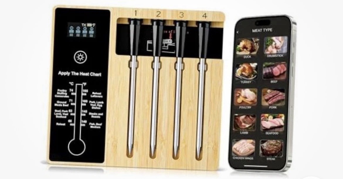 Smart Wireless Meat Thermometer 4 Probes, Bluetooth Food 4 Probes-1