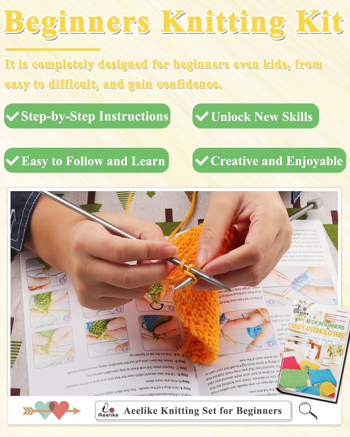Knitting Kit for Beginners, Complete Beginner Knitting Kit Easy Knitting Set Inc