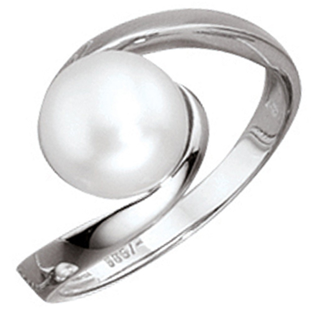 Jobo ladies' ring 333 gold White gold 1 freshwater pearl gold ring pearl ring RW: 54