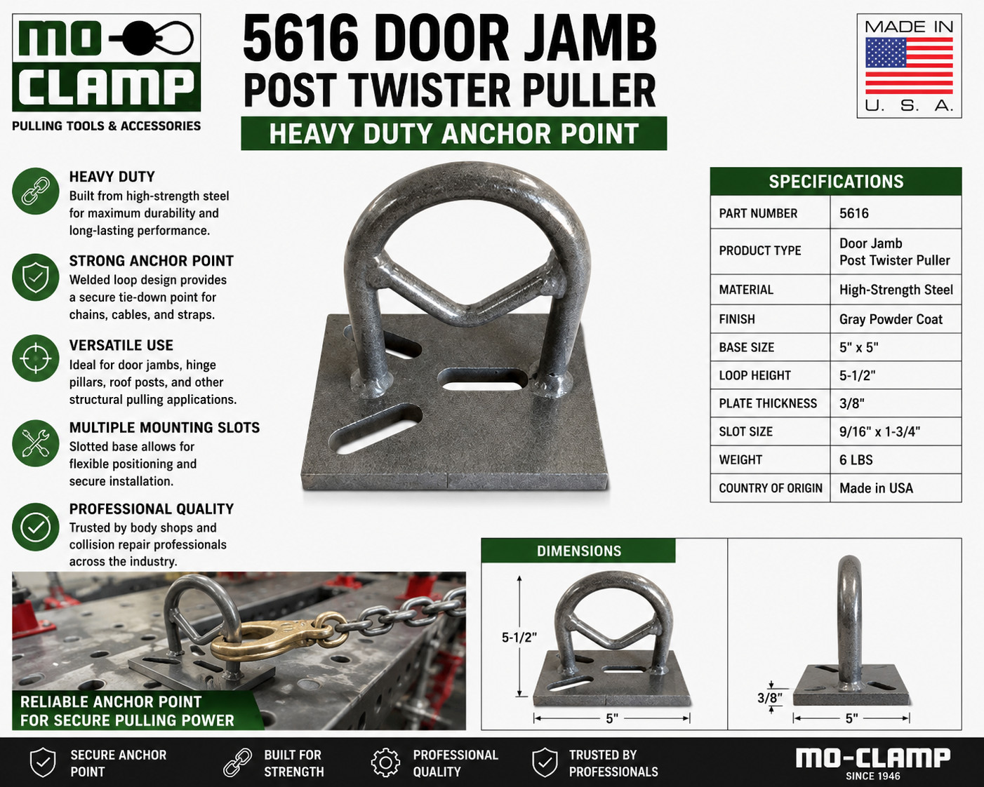 MO-CLAMP 5616 Door Jamb Post Twister Puller Collision Repair Frame Tool