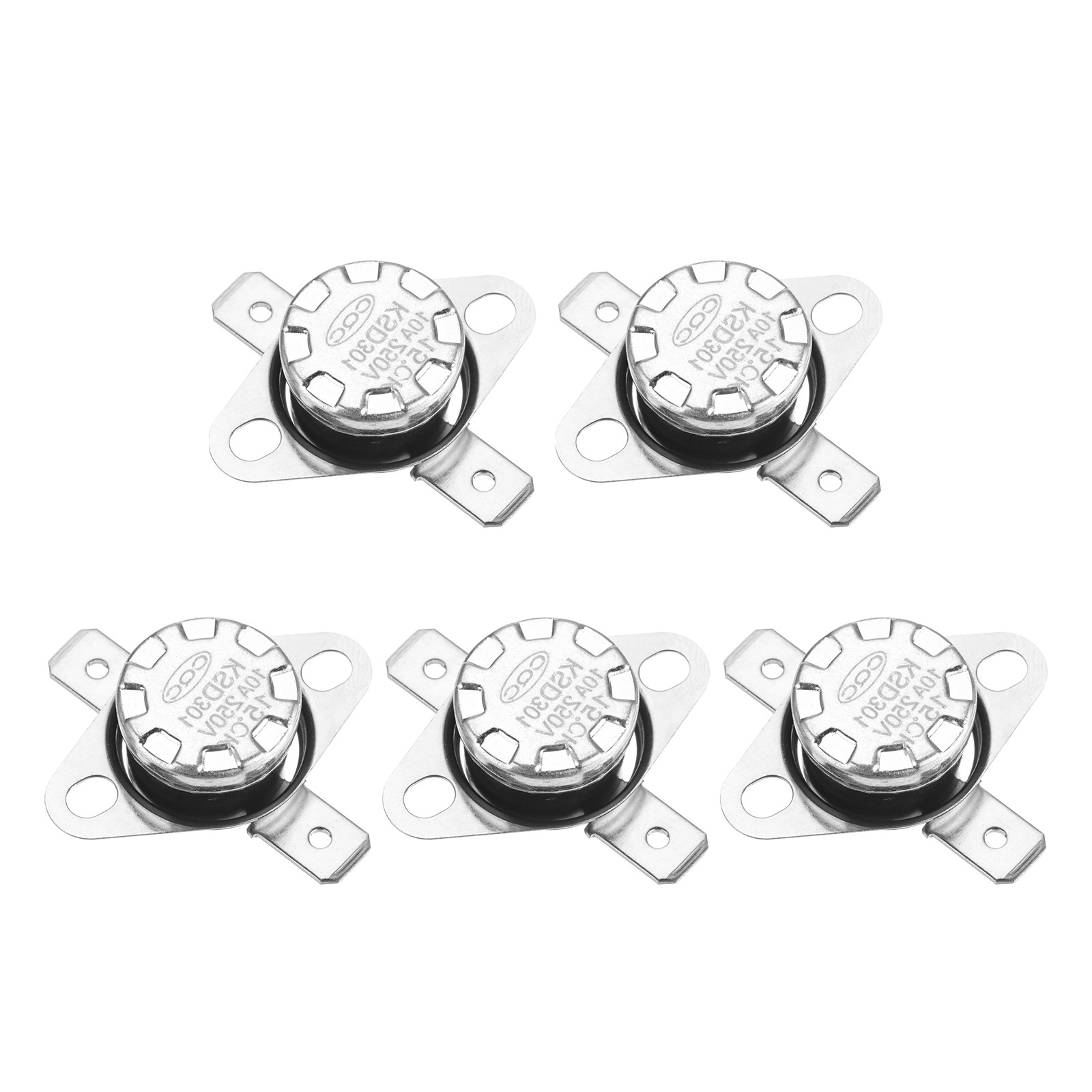 5Pcs KSD301 15°C 10A NO 6.3mm Pin Temperature Control Switch Thermostat