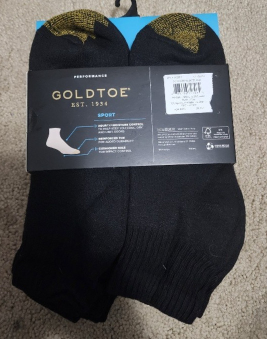 Gold Toe Men's 4 socks half of Bonus Pack Black Cotton Athletic Quarter Socks