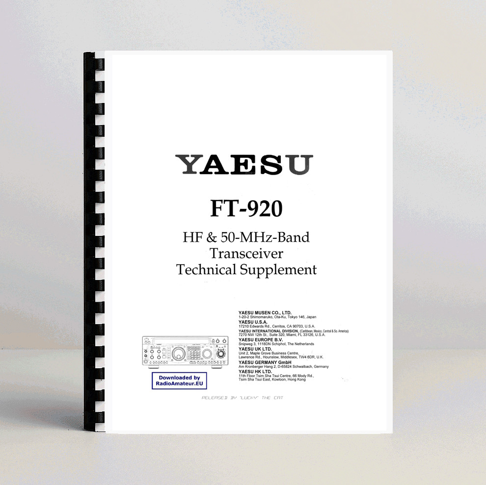 Yaesu FT-920 Operating Manual - Premium Card Stock Covers & 32 LB Paper!